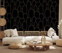 Art Deco Black Gold Arches Wallpaper⁠