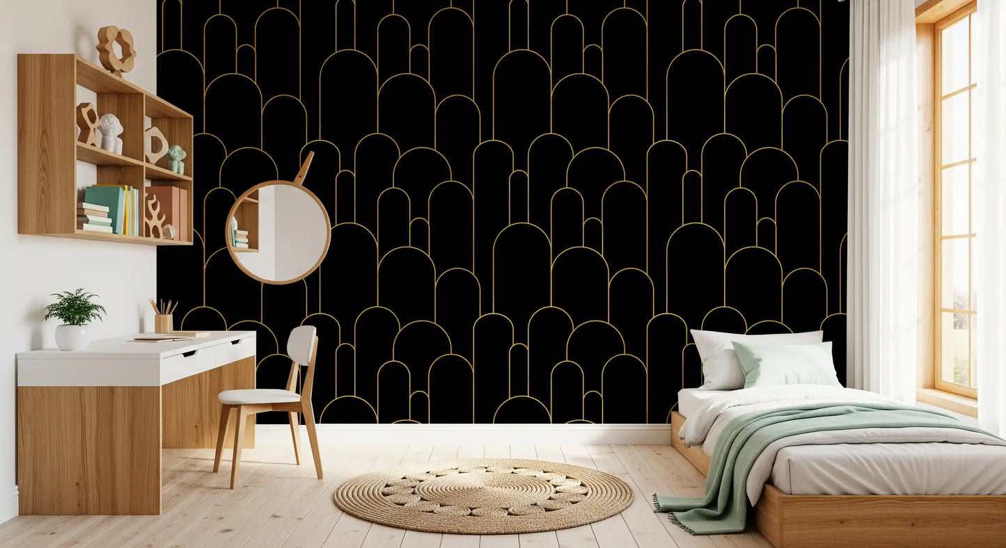 Art Deco Black Gold Arches Wallpaper⁠