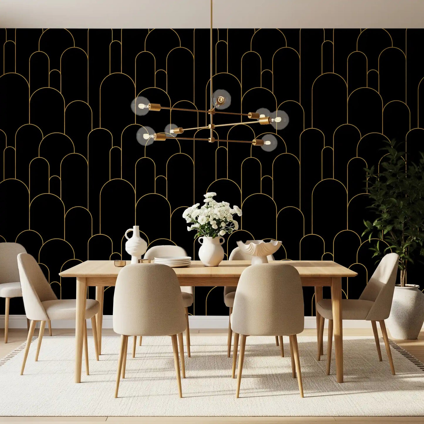 Art Deco Black Gold Arches Wallpaper⁠