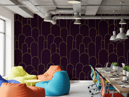 Retro Glamour Plum Noir Arches Wallpaper⁠