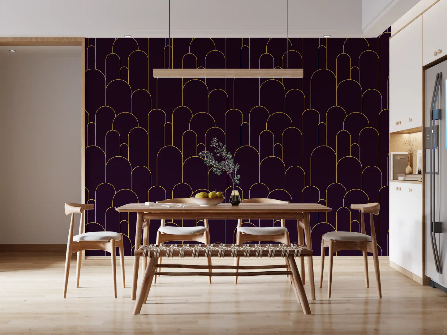 Retro Glamour Plum Noir Arches Wallpaper⁠