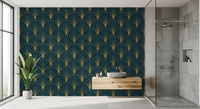 Regal Gatsby Deep Turquoise and Gold Wallpaper⁠