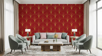 Crimson & Gold Art Deco Fans Wallpaper⁠