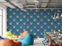 Art Deco Golden Fans Royal Blue Wallpaper Wallpaper⁠