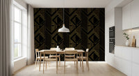 Gilded Gatsby Black and Gold Geometric Wallpaper