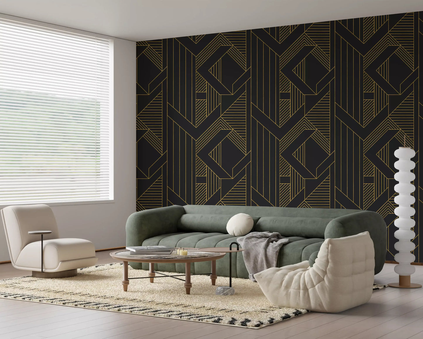 Golden Era Art Deco Geometric Wallpaper
