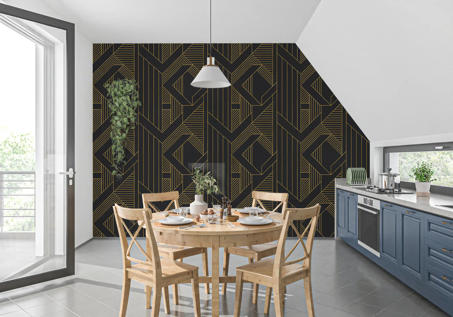 Golden Era Art Deco Geometric Wallpaper