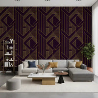 Gatsby Glamour Art Deco Purple & Gold Wallpaper