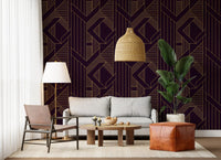 Gatsby Glamour Art Deco Purple & Gold Wallpaper