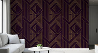 Gatsby Glamour Art Deco Purple & Gold Wallpaper
