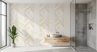 Deco Lines Gold and White Geometric Wall Art Wallpaper⁠