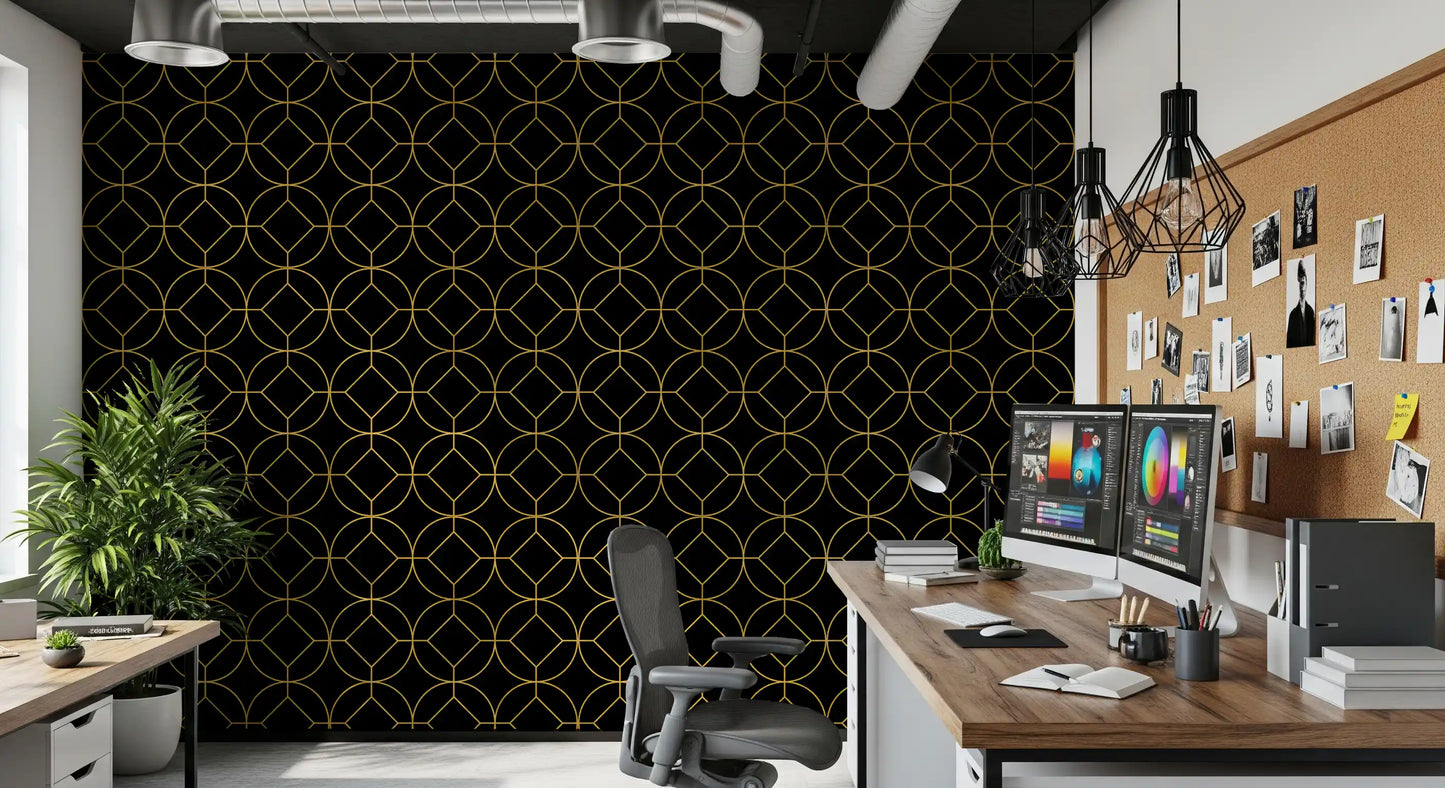 Golden Gatsby Art Deco Geometric Wallpaper