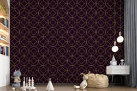 Dramatic wall finish in Art Deco Gold and Plum Geometric Wallpaper geometry