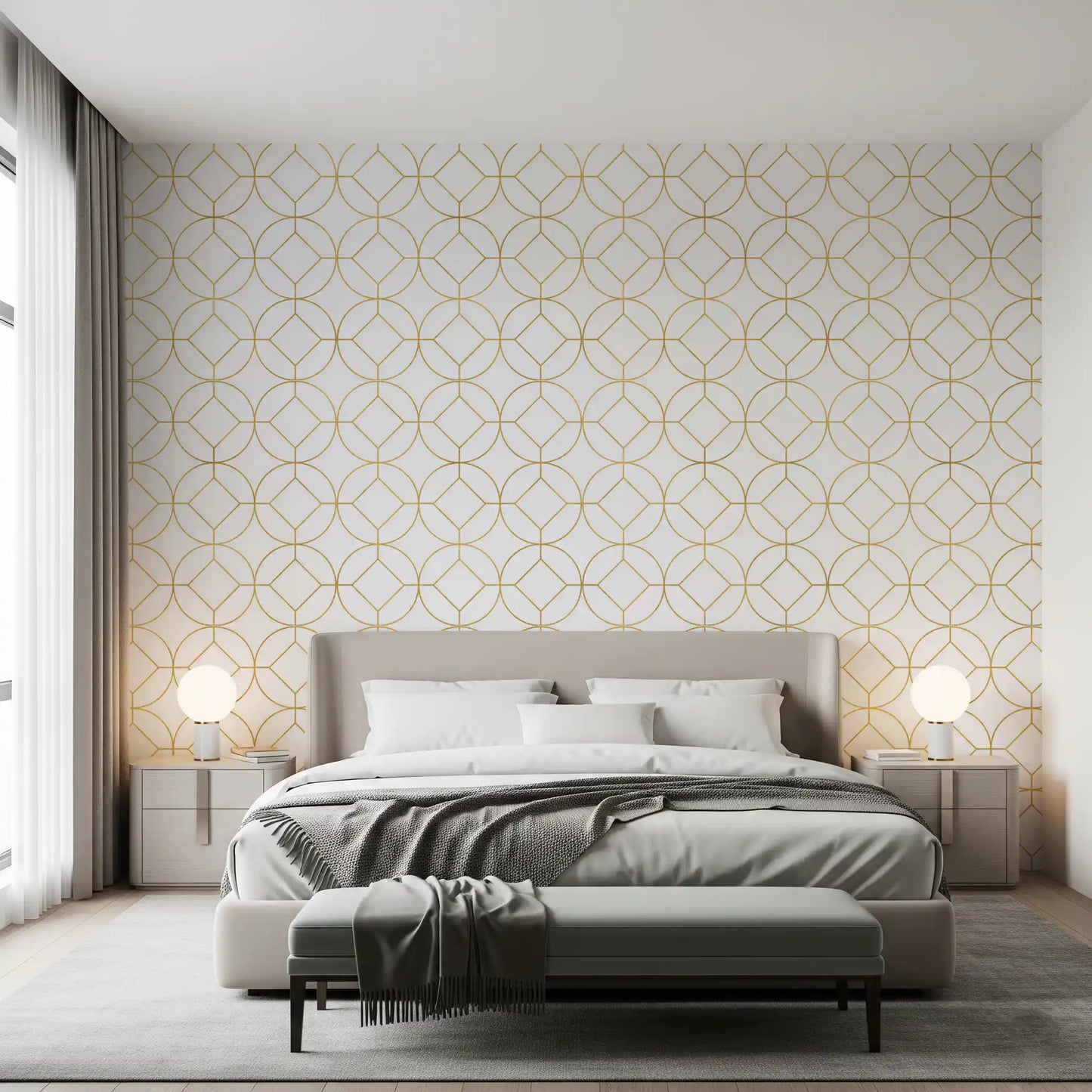 Refined structured grid from Modern Luxe Gold and White Lattice Wallpaper theme