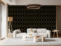 Dark themed pattern layer with Art Deco Gold and Black Leaf Wallpaper flow