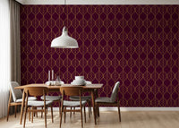 Feature wall Elegant Burgundy and Gold Art Deco Leaf Wallpaper bold leaf decor