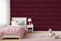 Decorative surface Elegant Burgundy and Gold Art Deco Leaf Wallpaper gold pattern