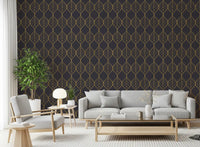 Soft gold design Elegant Golden Leaf Art Deco Wallpaper
