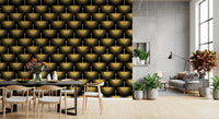 Gold accent wall Black Gold Crane Art Deco Wallpaper dark texture