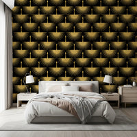 Contemporary design Black Gold Crane Art Deco Wallpaper bird art
