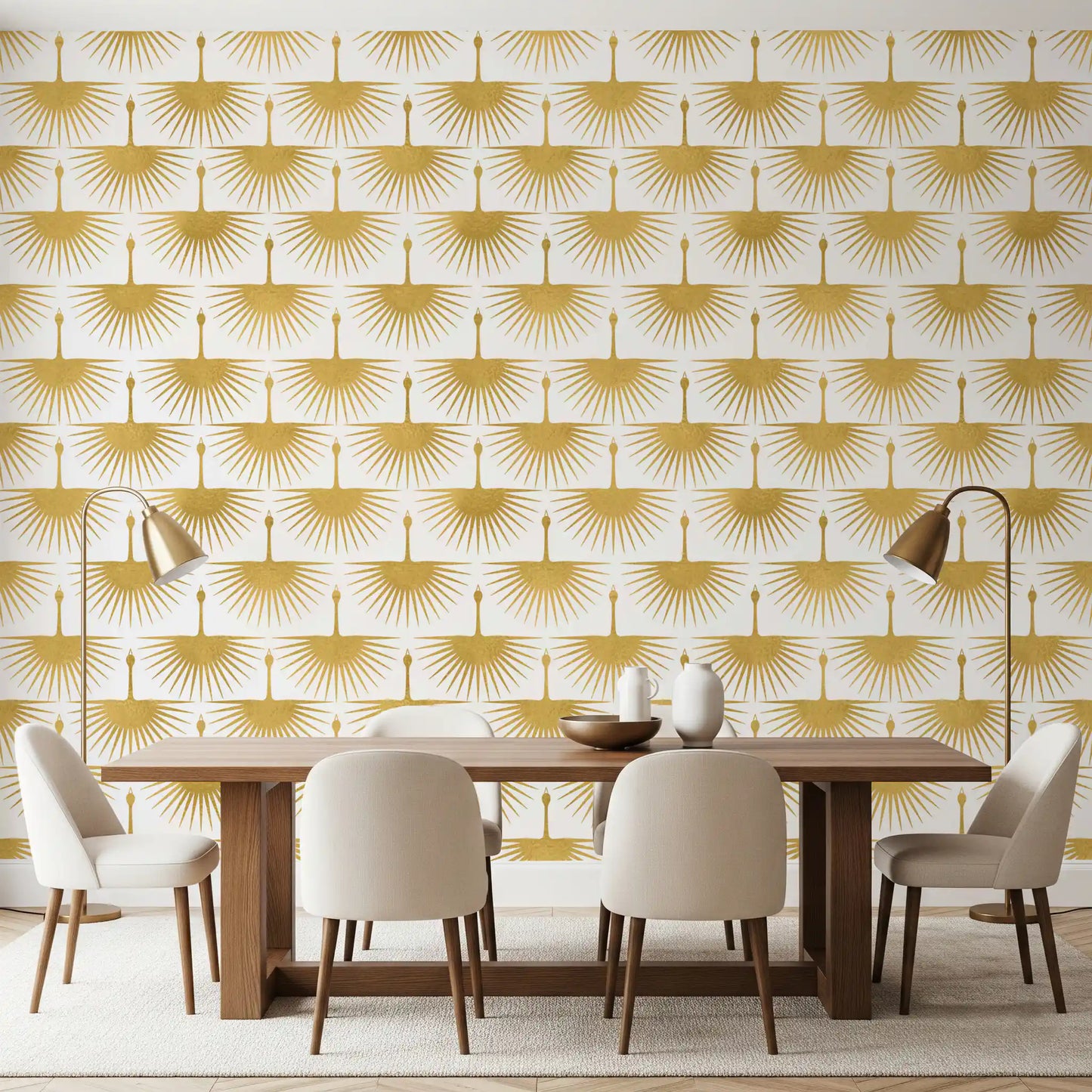Decorative sunburst wall Luxury Crane Sunburst Wallpaper