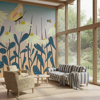 Sunny Day Daisy Garden Wall Mural Wall Mural