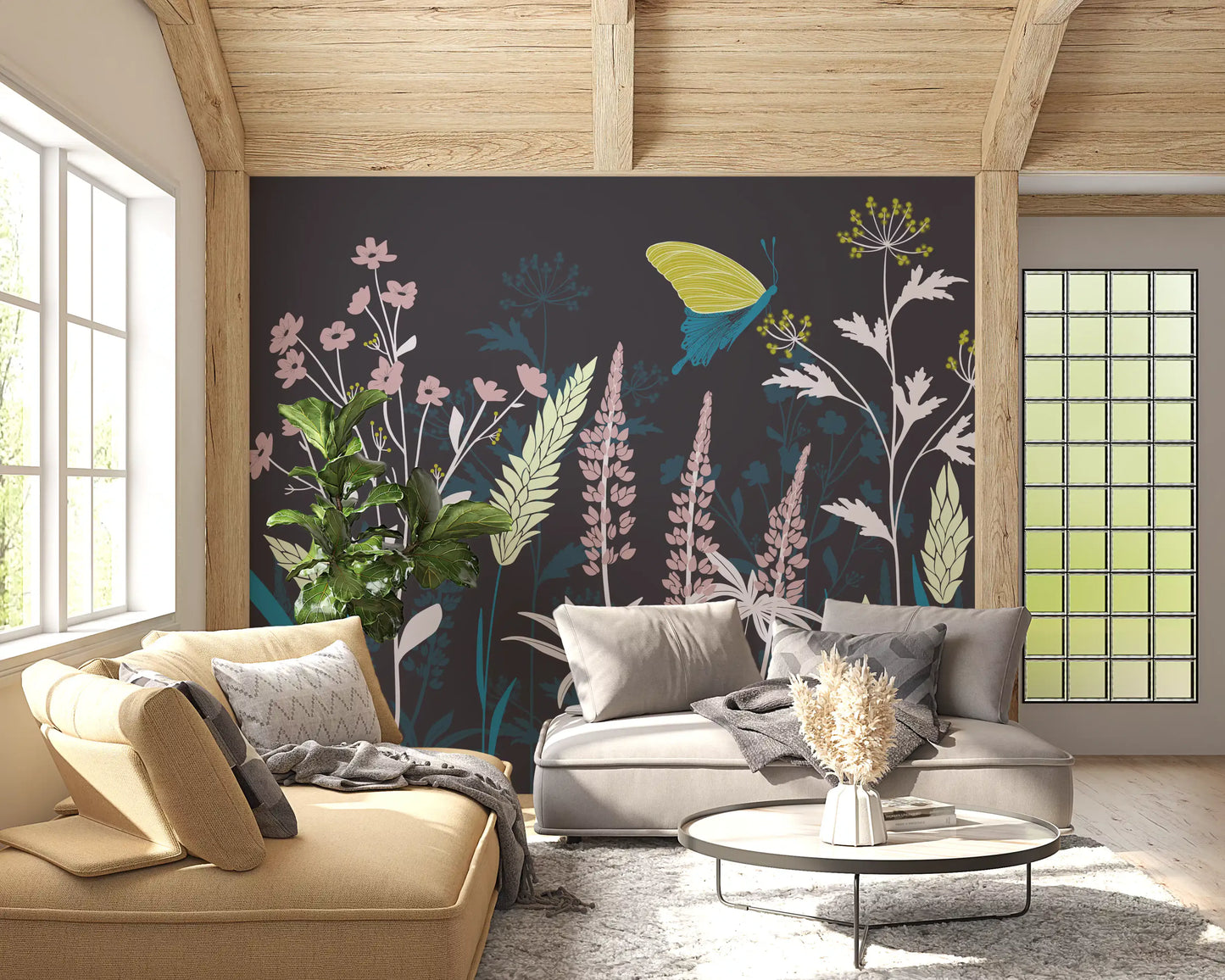 Enchanted Twilight Botanical Meadow Wall Mural