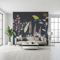 Enchanted Twilight Botanical Meadow Wall Mural