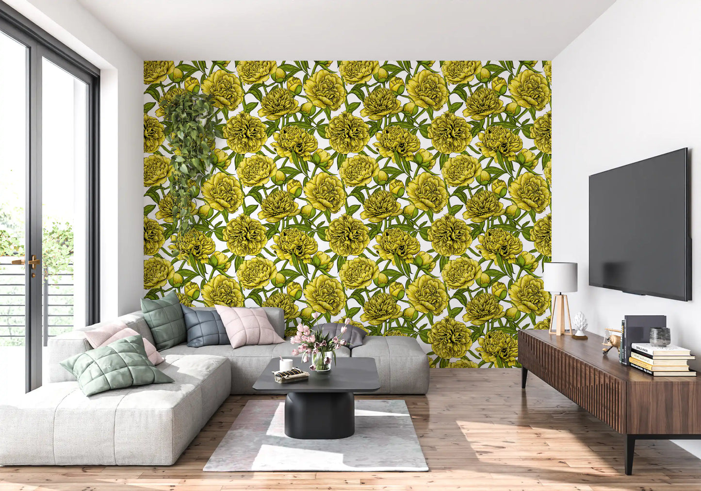 Golden Peony Blossom Wallpaper Wallpaper⁠