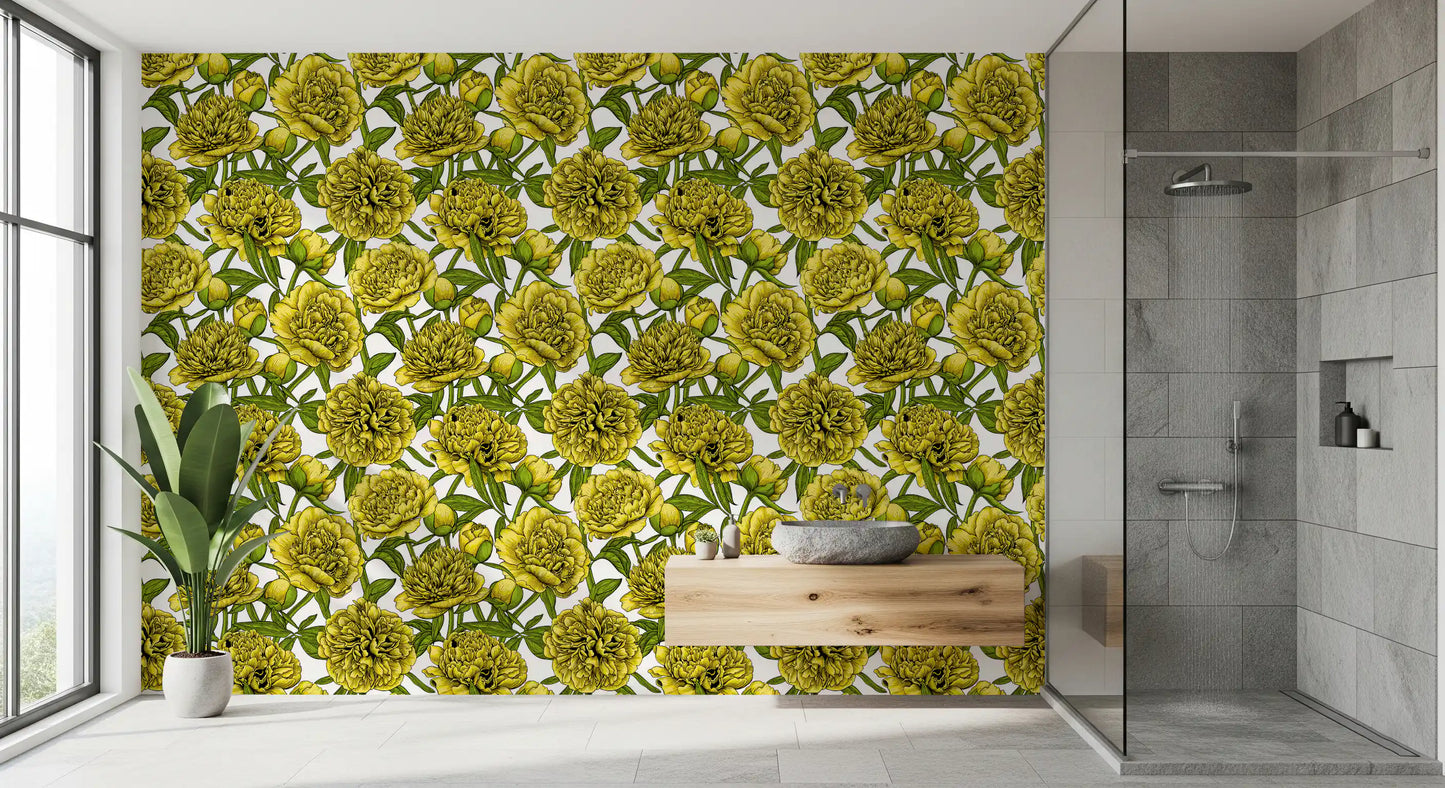 Golden Peony Blossom Wallpaper Wallpaper⁠