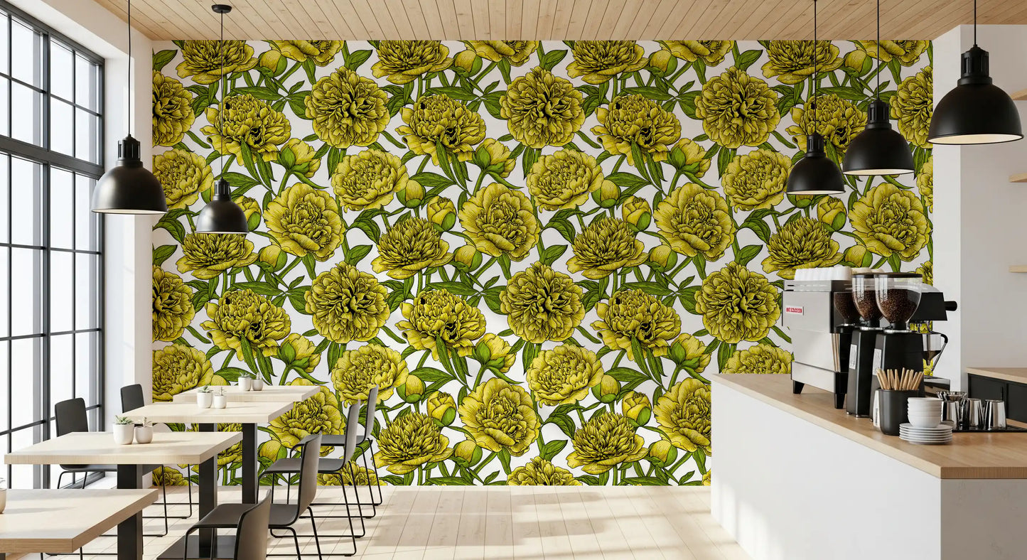 Golden Peony Blossom Wallpaper Wallpaper⁠