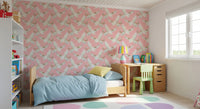Celestial Flying Felines Pink Wallpaper