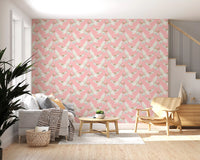 Celestial Flying Felines Pink Wallpaper