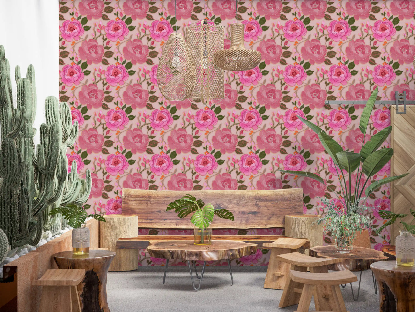 Romantic Blush Peony Botanical Wallpaper