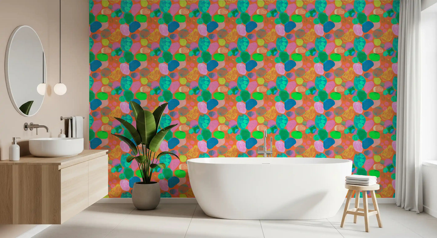 Retro Terrazzo Pop Abstract Wallpaper