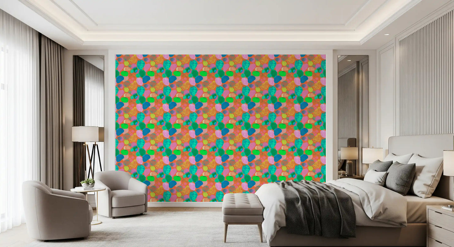 Retro Terrazzo Pop Abstract Wallpaper
