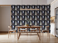 Vintage Elegance Renaissance Gown Floral Wallpaper