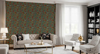 Classic Botanical Pomegranate Teal Wallpaper