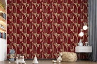 Crimson Elegance Peacock Wallpaper