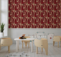 Crimson Elegance Peacock Wallpaper