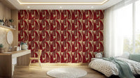 Crimson Elegance Peacock Wallpaper