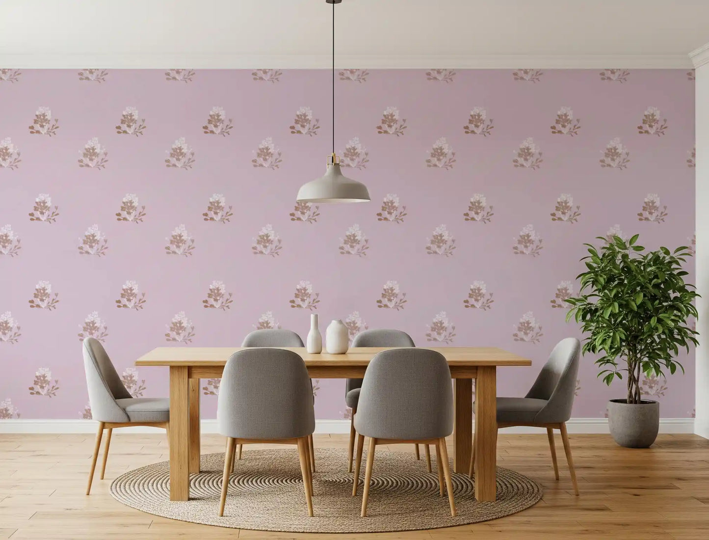 Charming Hand-Painted Lavender Floral Wallpaper