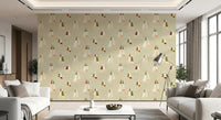 Sand Beige Mid Century Sailboats Wallpaper Wallpaper⁠