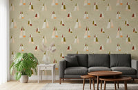 Sand Beige Mid Century Sailboats Wallpaper Wallpaper⁠