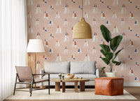 Blush Pink Mid Century Sailboats Wallpaper⁠