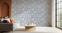 Coastal Blue Mid Century Sailboats Wallpaper Wallpaper⁠