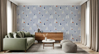 Coastal Blue Mid Century Sailboats Wallpaper Wallpaper⁠