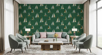 Emerald Green Mid Century Sailboats Wallpaper Wallpaper⁠