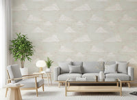 Cream Mid Century Cloud Sky Wallpaper⁠