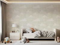 Cream Mid Century Cloud Sky Wallpaper⁠